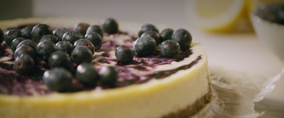 Video of blueberry cheesecake